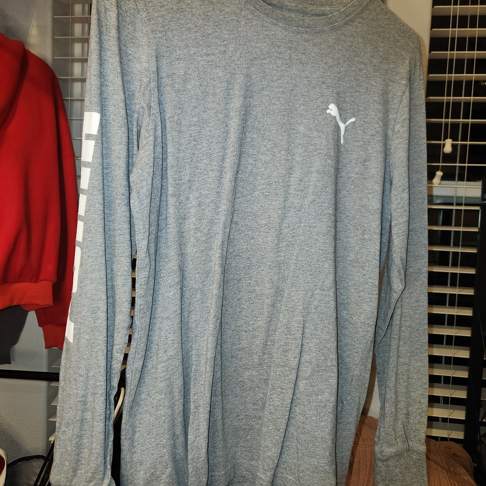 Puma Men's Heather Gray Long Sleeve Tee